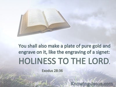 You shall also make a plate of pure gold and engrave on it, like the engraving of a signet: HOLINESS TO THE LORD.